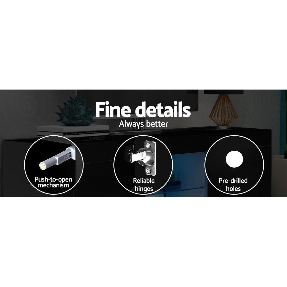 Artiss Entertainment Unit TV Cabinet LED 160cm Black Bobi Furniture > Living Room > TV Units