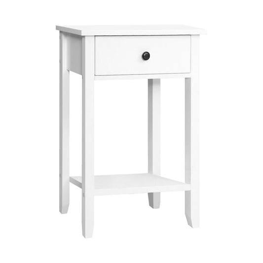 Artiss Bedside Table 1 Drawer with Shelf - BOWIE White - Furniture > Bedroom