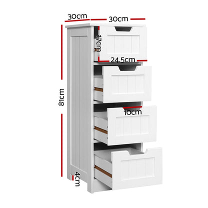 Artiss 4 Chest of Drawers - LEESA White - Furniture > Living Room