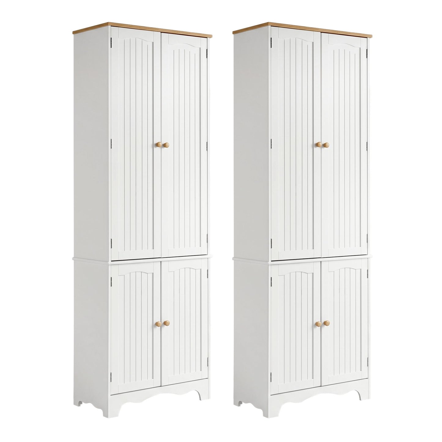 2x Buffet Sideboard Pantry Cabinet Cupboard 6-Tiers Storage Shelves BERNE