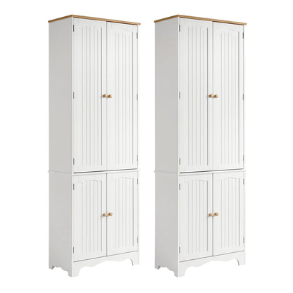 2x Buffet Sideboard Pantry Cabinet Cupboard 6-Tiers Storage Shelves BERNE