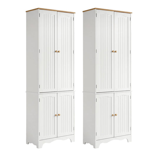2x Buffet Sideboard Pantry Cabinet Cupboard 6-Tiers Storage Shelves BERNE