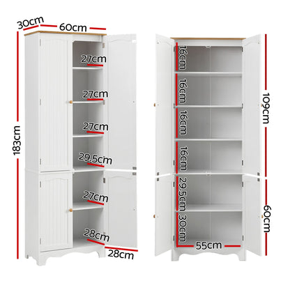 2x Buffet Sideboard Pantry Cabinet Cupboard 6-Tiers Storage Shelves BERNE