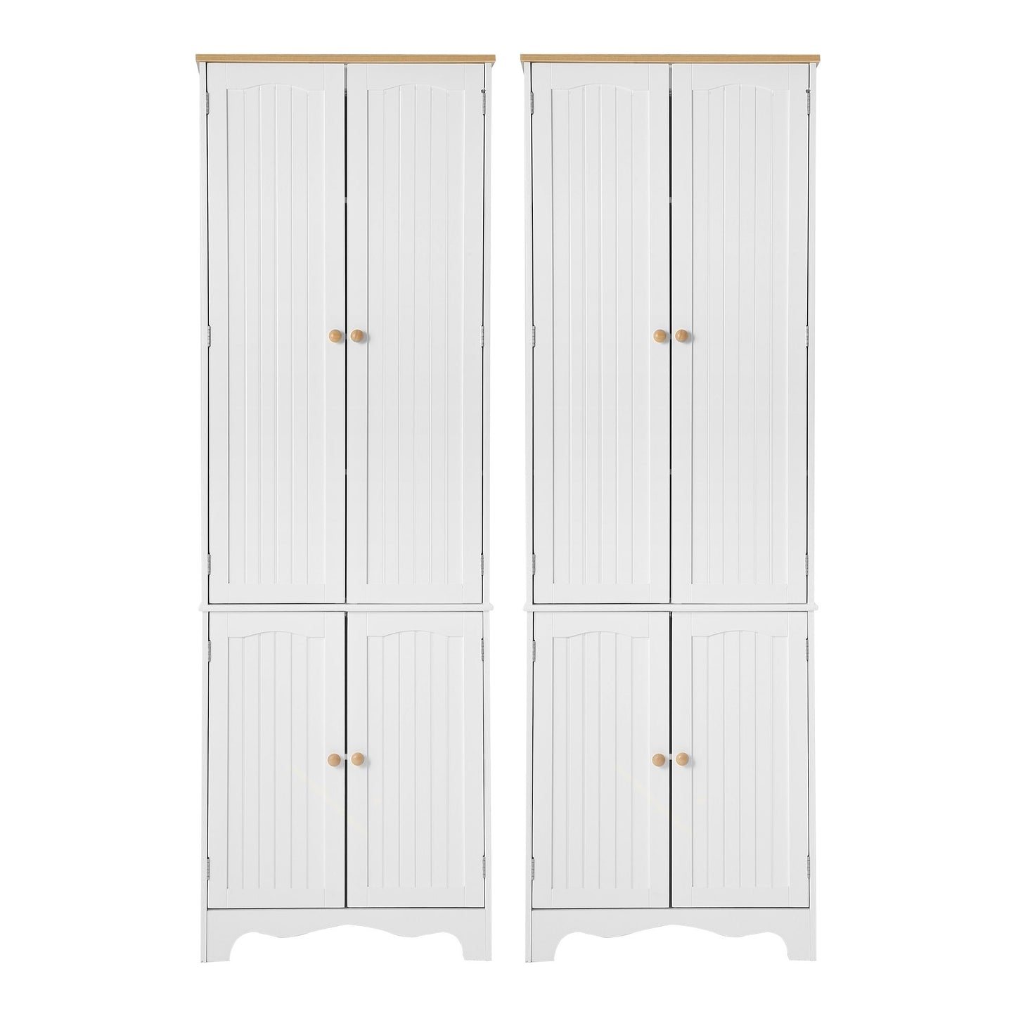 2x Buffet Sideboard Pantry Cabinet Cupboard 6-Tiers Storage Shelves BERNE