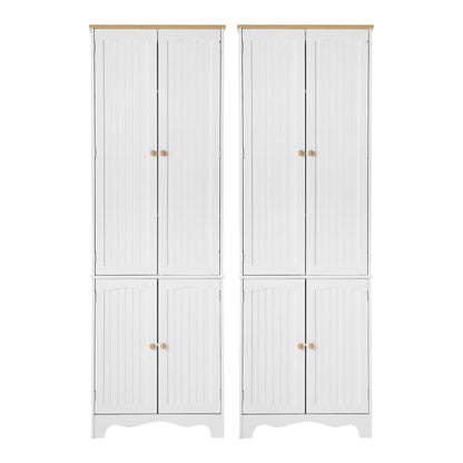 2x Buffet Sideboard Pantry Cabinet Cupboard 6-Tiers Storage Shelves BERNE
