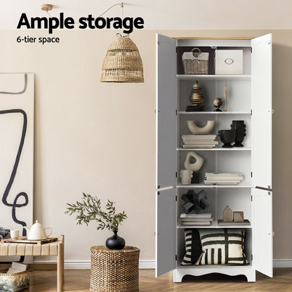 2x Buffet Sideboard Pantry Cabinet Cupboard 6-Tiers Storage Shelves BERNE