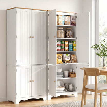 2x Buffet Sideboard Pantry Cabinet Cupboard 6-Tiers Storage Shelves BERNE