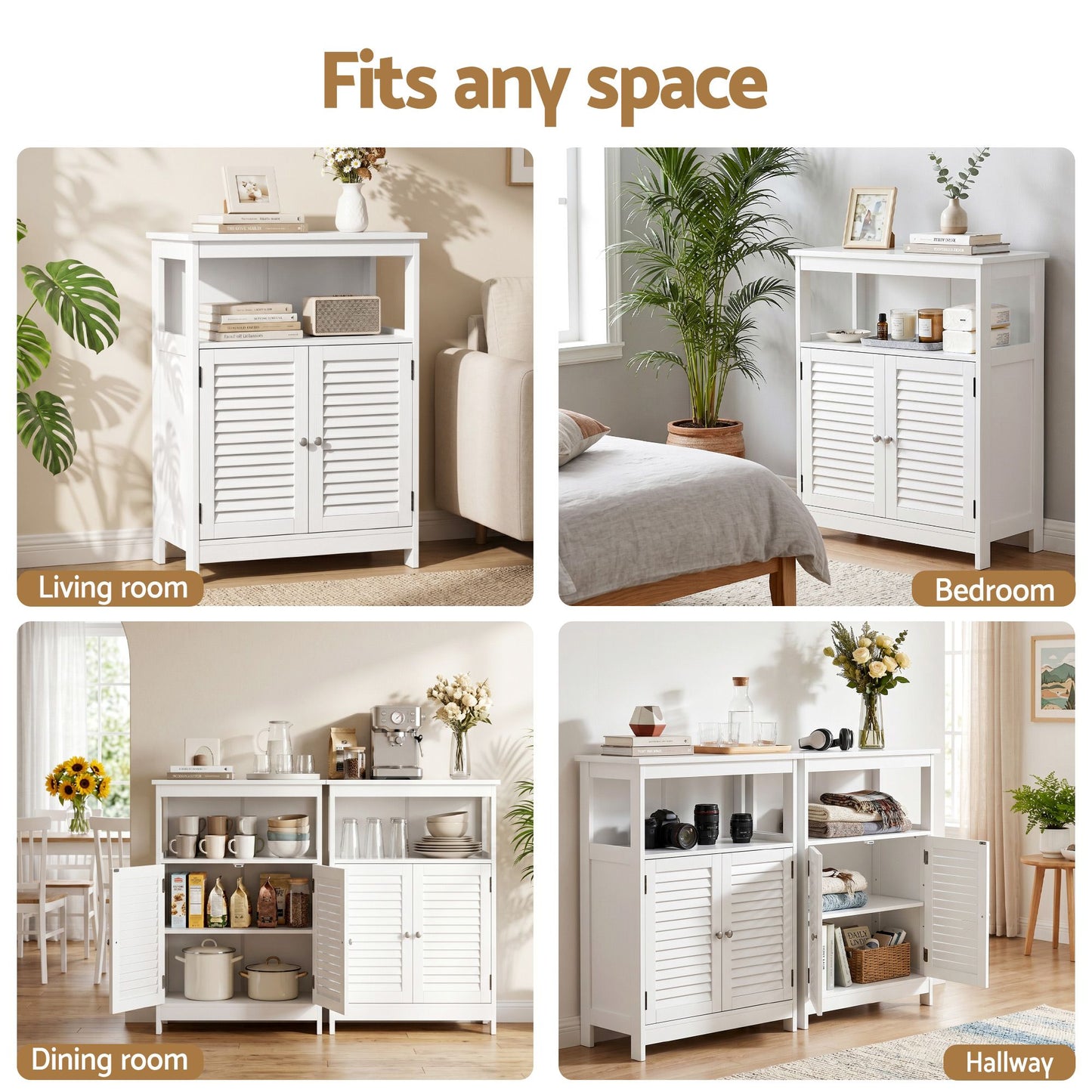 2x Buffet Sideboard Cabinet Server Cupboard Kitchen Bathroom Storage IVOR