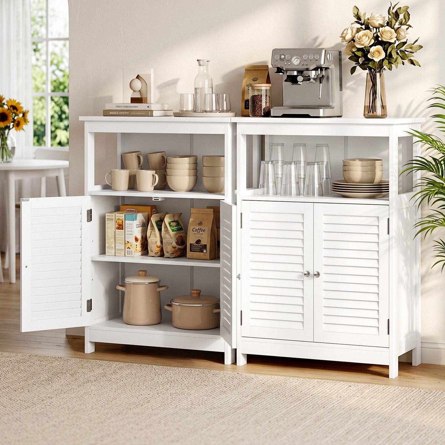2x Buffet Sideboard Cabinet Server Cupboard Kitchen Bathroom Storage IVOR