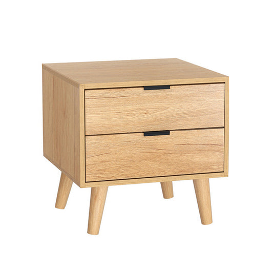 Artiss Bedside Table 2 Drawers - Pine - Furniture > Bedroom > Bedside Tables