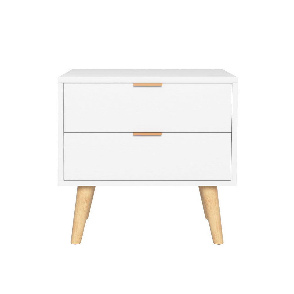 Artiss Bedside Table 2 Drawers - White - Furniture > Bedroom > Bedside Tables