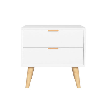 Artiss Bedside Table 2 Drawers - White - Furniture > Bedroom > Bedside Tables