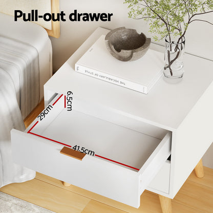 Artiss Bedside Table 2 Drawers - White - Furniture > Bedroom > Bedside Tables