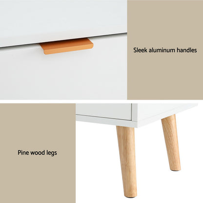 Artiss Bedside Table 2 Drawers - White - Furniture > Bedroom > Bedside Tables