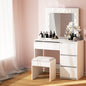 Artiss Dressing Table Set Stool 12 Led Bulbs White Furniture > Bedroom > Dressing Vanity & Dressing Tables
