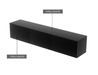 Artiss Floating Entertainment Unit TV Cabinet High Glossy Black 3 Cabinets 200CM - Furniture > Living Room > TV Units