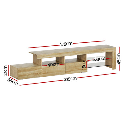 Artiss Entertainment Unit TV Cabinet LED 215cm Pine Caya Furniture > Living Room > TV Units