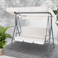 Gardeon Outdoor Swing Chair Garden Chair Bench Furniture Canopy 3 Seater Beige