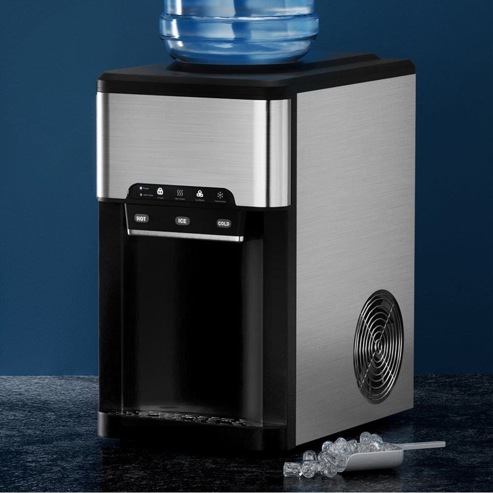 Devanti 20kg 3 in 1 Ice Maker Machine Cold and Hot Water Dispenser 3L Silver