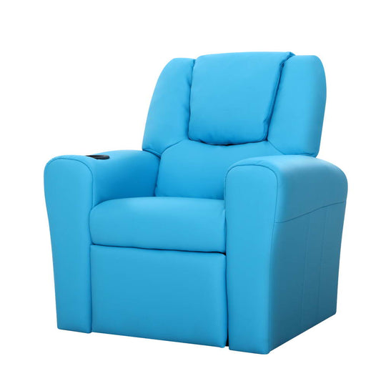 Keezi Kids Recliner Chair PU Leather Sofa Lounge Couch Children Armchair Blue - Baby & Kids > Kid’s Furniture > Kid’s