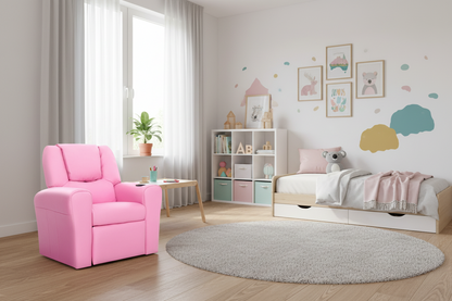 Kids Recliner Chair PU Leather Sofa Lounge Couch Children Armchair Pink