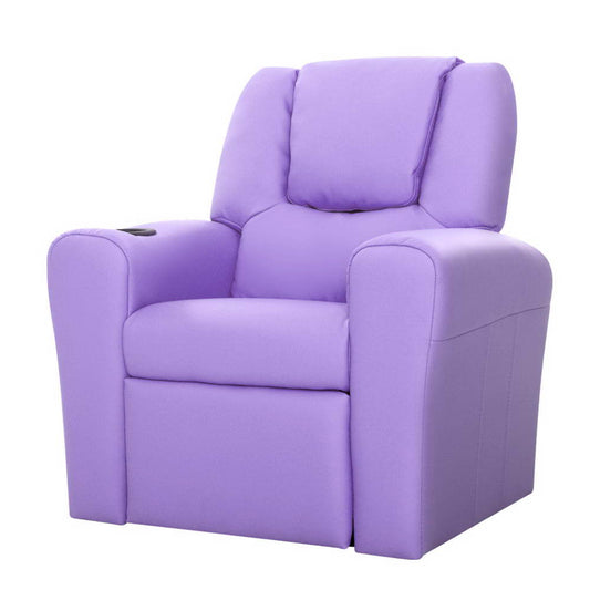 Keezi Kids Recliner Chair Purple PU Leather Sofa Lounge Couch Children Armchair - Baby & Kids > Kid’s Furniture > Kid’s