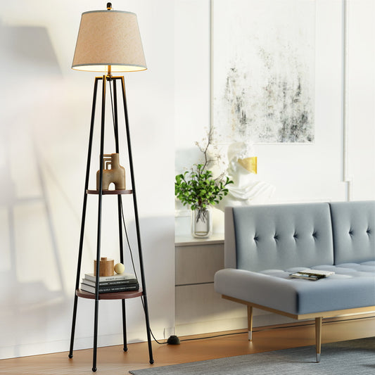 Floor Lamp 2 Tier Shelf Storage LED Light Stand Home Living Room Upright - Home & Garden > Lighting > Floor Lamps