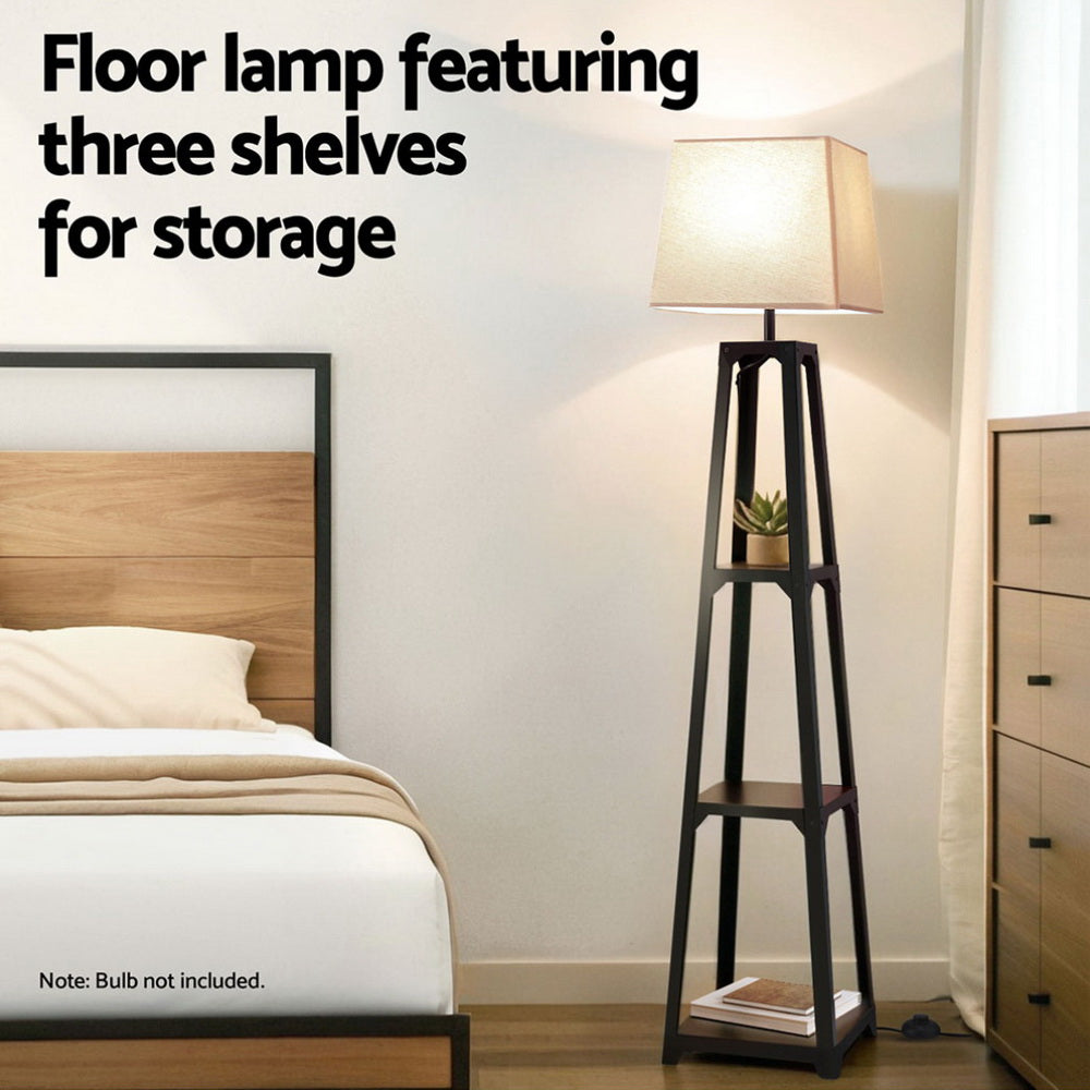 Artiss Floor Lamp 3 Tier Shelf Storage LED Light Stand Home Room Vintage White - Home & Garden > Lighting > Floor Lamps