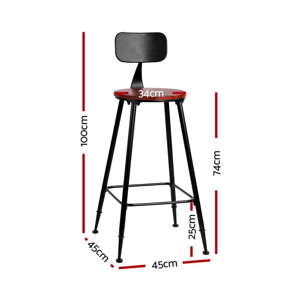 Artiss 4x Bar Stools Vintage Metal Chairs - Furniture > Bar Stools & Chairs > Table & Bar Stools