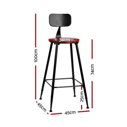 Artiss 4x Bar Stools Vintage Metal Chairs - Furniture > Bar Stools & Chairs > Table & Bar Stools