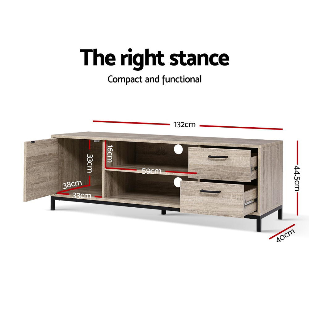Artiss TV Cabinet Entertainment Unit 132cm Pine Tania - Furniture > Living Room > TV Units