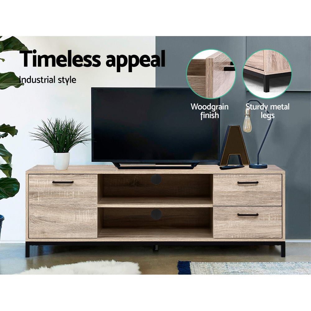 Artiss TV Cabinet Entertainment Unit 132cm Pine Tania - Furniture > Living Room > TV Units