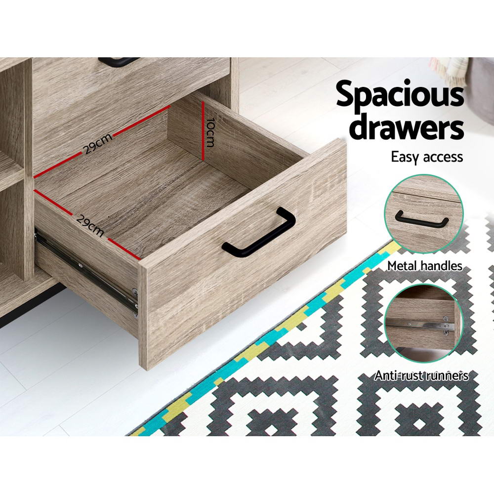 Artiss TV Cabinet Entertainment Unit 132cm Pine Tania - Furniture > Living Room > TV Units