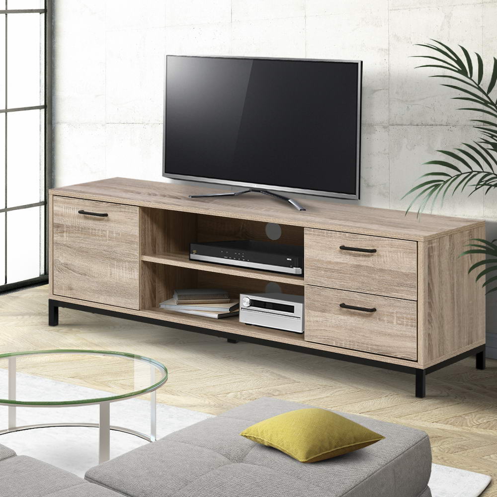 Artiss TV Cabinet Entertainment Unit 132cm Pine Tania - Furniture > Living Room > TV Units