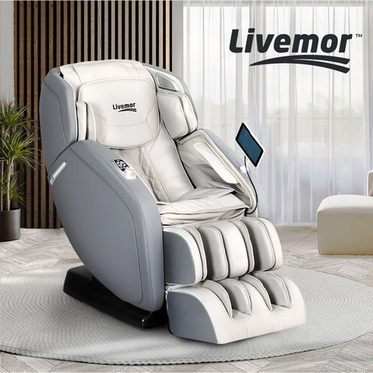 Livemor 4D Massage Chair Electric Recliner Home Massager Gary - Furniture > Bar Stools & Chairs > Massage Chairs