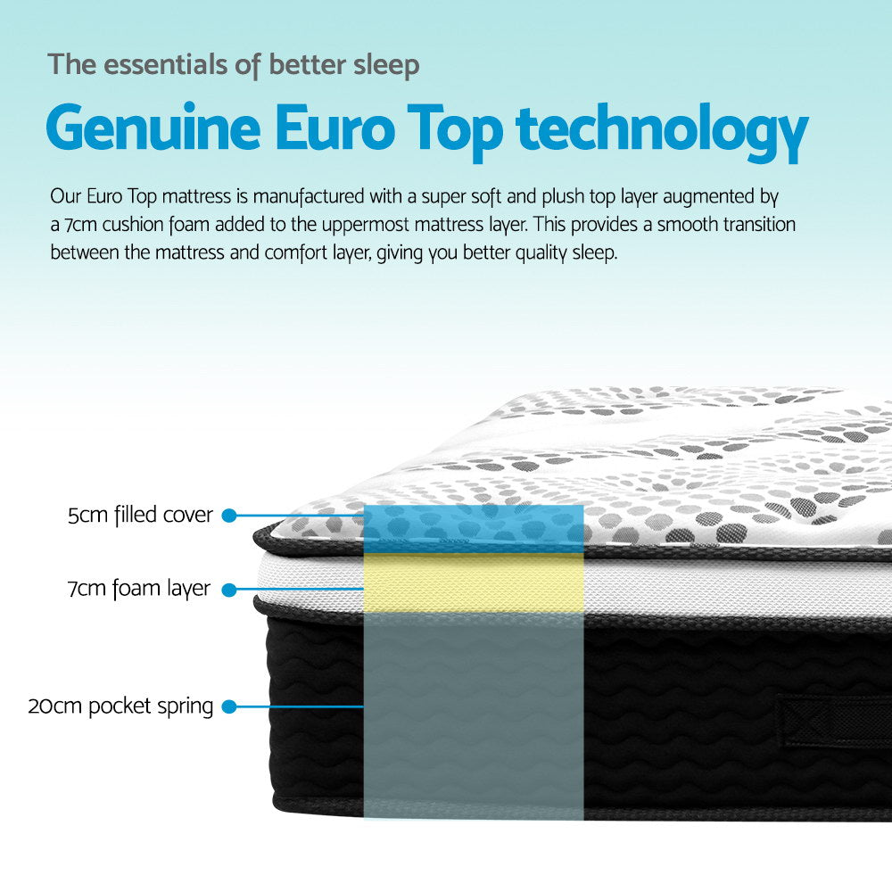 Giselle Bedding 32cm Mattress Euro Top Queen Furniture > Mattresses > Queen Mattress