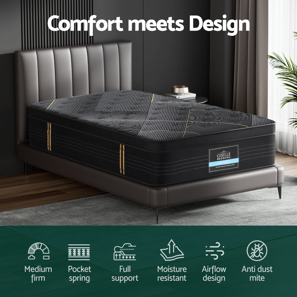 35cm Giselle Mattress King Single Bed Bamboo Pocket Firm Foam Furniture > Mattresses > King Single Mattress
