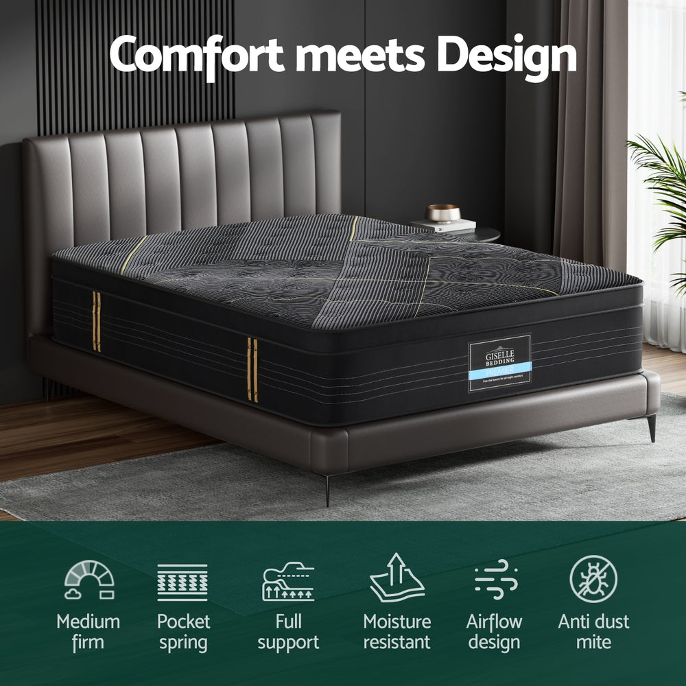 35cm Giselle Mattress Queen Bed Bamboo Pocket Firm Foam - Furniture > Mattresses > Queen Mattress