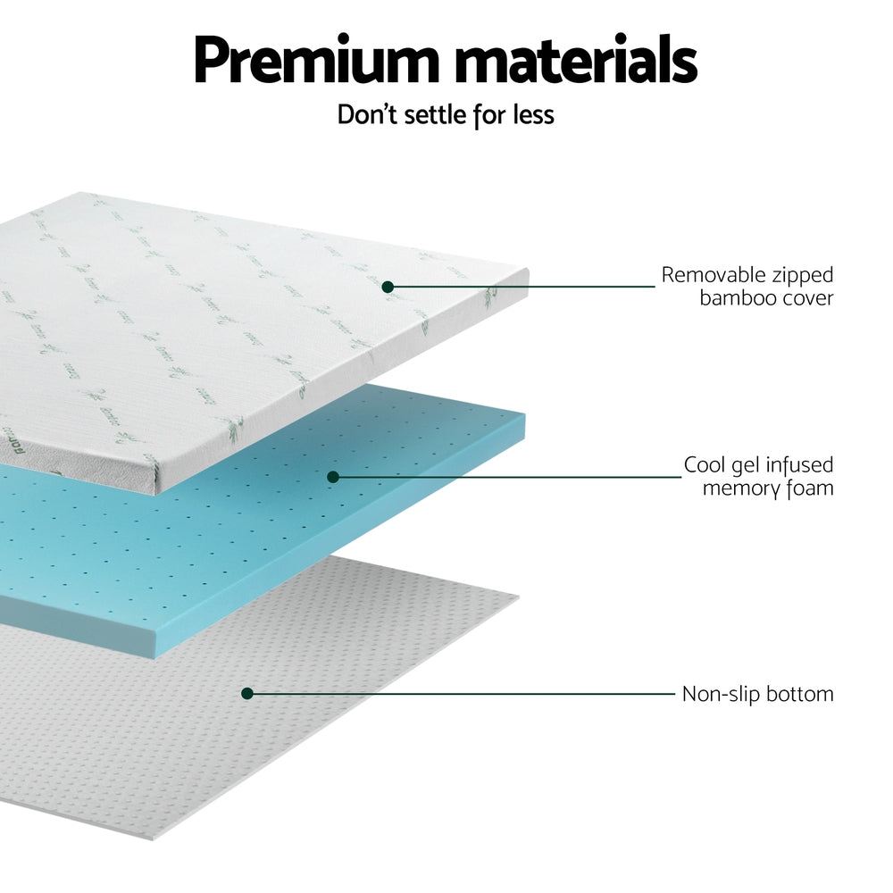 Giselle Bedding Memory Foam Mattress Topper Ventilated Cool Gel 8cm King Single - Furniture > Mattresses > Mattress