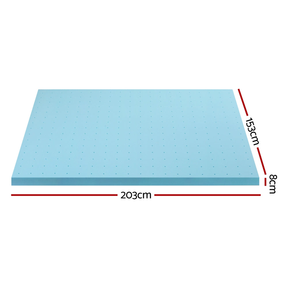 Giselle Bedding Memory Foam Mattress Topper Ventilated Cool Gel 8cm Queen Furniture > Mattresses > Mattress Toppers