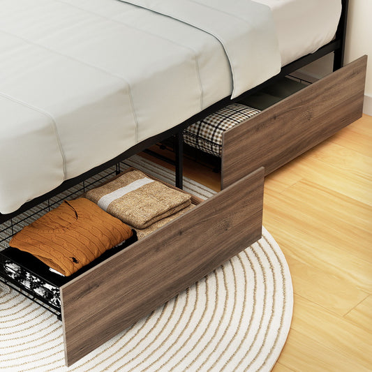 Artiss 2x Bed Frame Storage Drawers Trundle Black - Furniture > Bedroom > Beds & Bed Frames