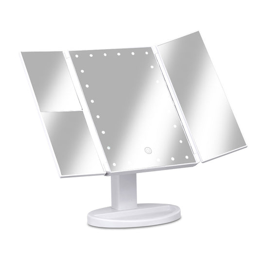 Embellir Tri-fold Makeup Mirror 1X2X3X Magnifying with LED Light Travel Portable - Health & Beauty > Makeup > Makeup