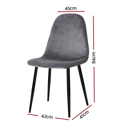 Artiss Dining Chairs Set of 4 Velvet Curved Slope Grey - Furniture > Dining > Dining Set