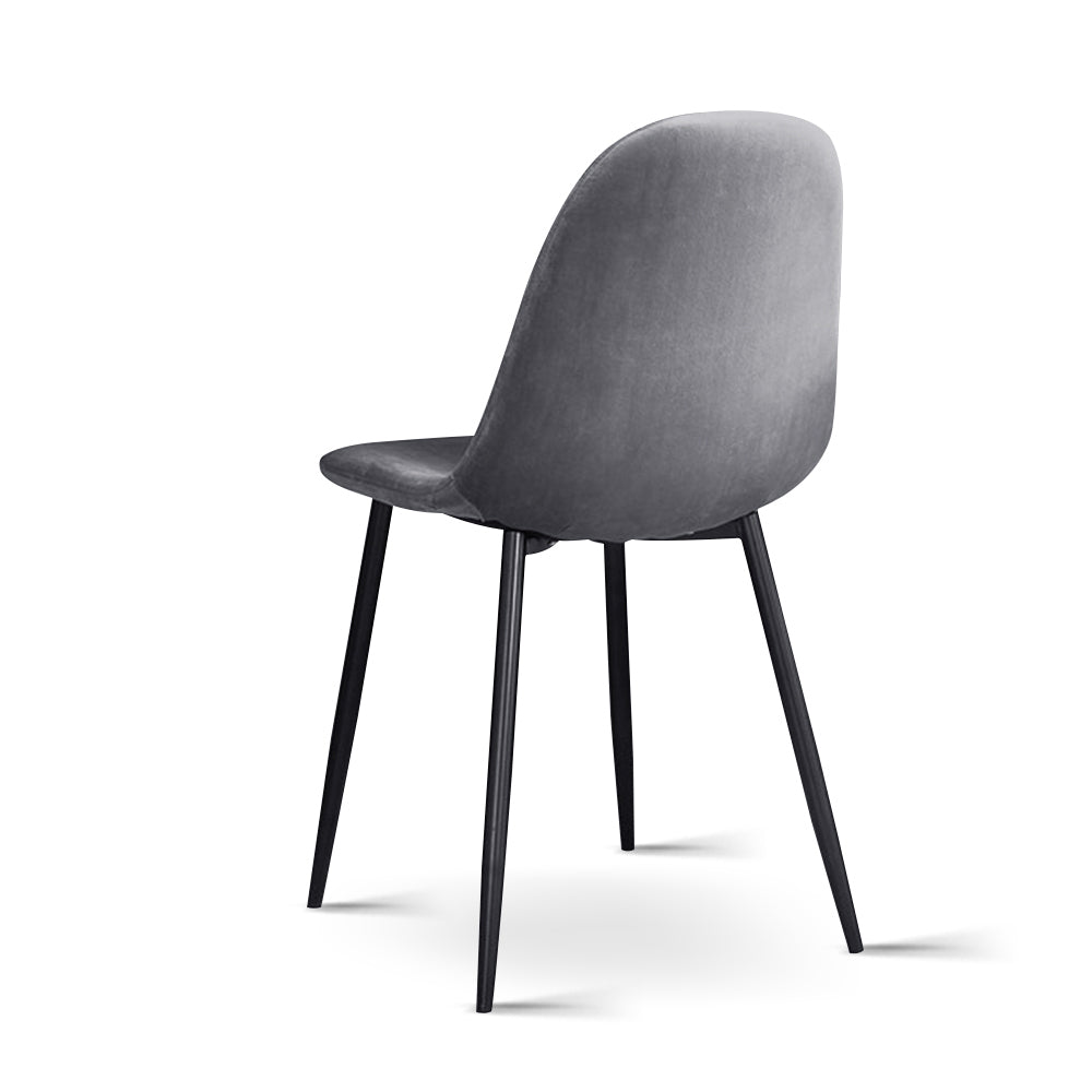Artiss Dining Chairs Set of 4 Velvet Curved Slope Grey - Furniture > Dining > Dining Set