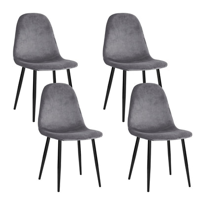 Artiss Dining Chairs Set of 4 Velvet Curved Slope Grey - Furniture > Dining > Dining Set