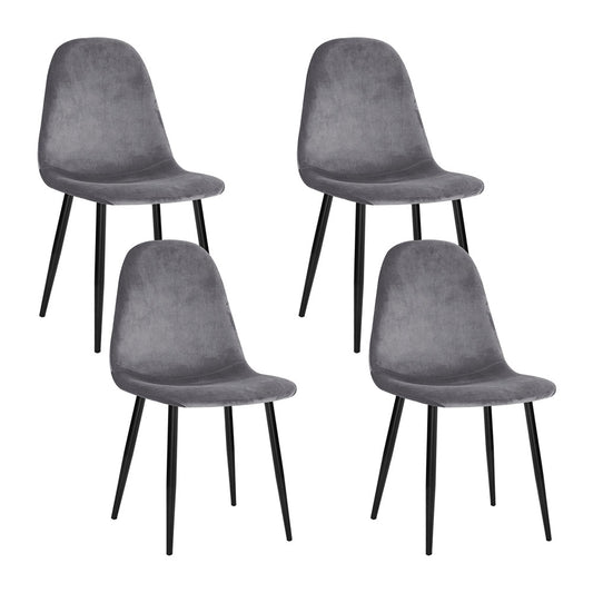 Artiss Dining Chairs Set of 4 Velvet Curved Slope Grey - Furniture > Dining > Dining Set