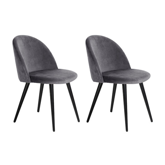 Artiss Dining Chairs Set of 2 Velvet Solid Curved Dark Grey - Furniture > Dining > Dining Set
