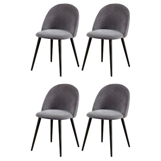Artiss Dining Chairs Set of 4 Velvet Solid Curved Dark Grey - Furniture > Dining > Kitchen & Dining Chairs
