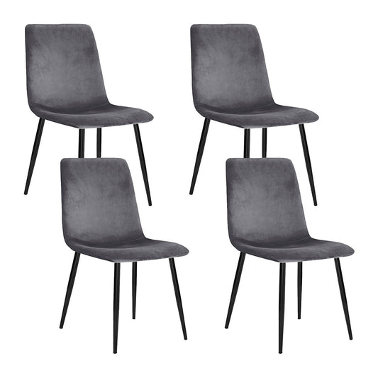 Artiss Dining Chairs Set of 4 Velvet Horizontal Slope Grey - Furniture > Dining > Dining Set
