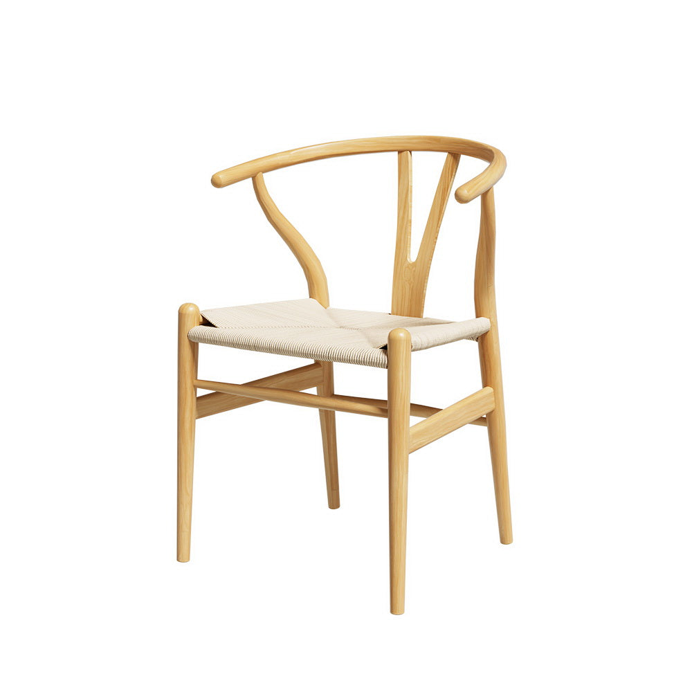 Artiss Dining Chair Wooden Rattan Seat Wishbone Back - Furniture > Outdoor > Outdoor Chairs